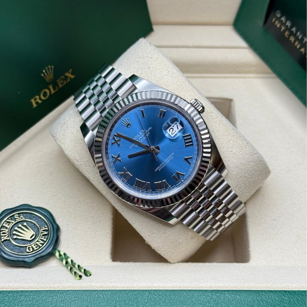 Rolex Datejust 41 Azzurro Blue Roman Dial Jubilee