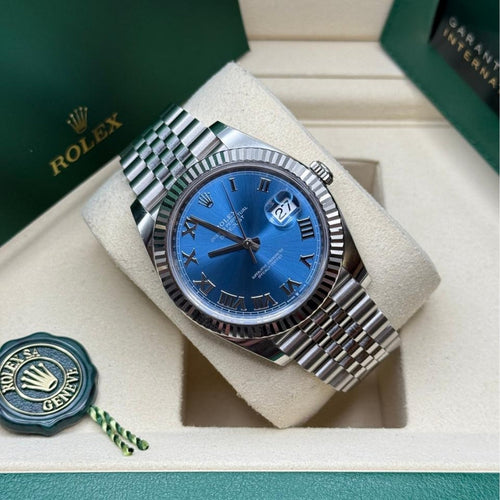 Rolex Datejust 41 Azzurro Blue Roman Dial Jubilee